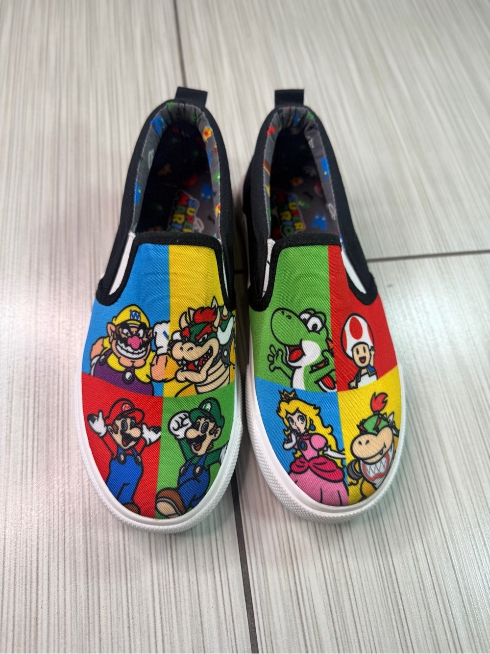 Kids Multicolor Cartoon Slip-On Sneakers - Blue, Red, Green, Yellow